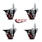 Service Caster 3'' Red Poly Wheel Swivel 7/8'' Square Stem Caster Set with Brake, 4PK SCC-SQ20S314-PPUB-RED-PLB-78-4 - alternate 3